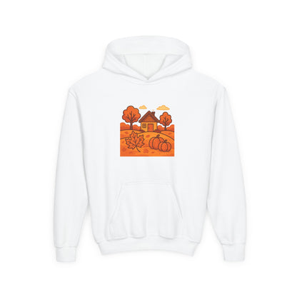 Fall Harvest Youth Sweatshirt, Cozy Hoodie for Autumn, Pumpkin Patch Apparel, Thanksgiving Gift, Outdoor Fun Hoodie