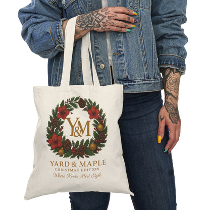 Christmas Floral Tote Bag | Holiday Gift, Eco-Friendly Shopping Bag, Reusable Tote, Seasonal Decoration, Festival Shopping