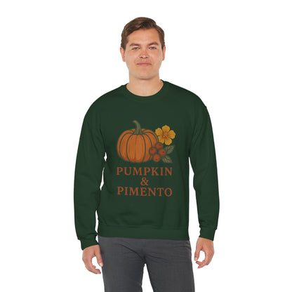 Pumpkin & Pimento Crewneck Sweatshirt, Cozy Fall Sweatshirt, Unisex Autumn Apparel, Thanksgiving Gift, Seasonal Fashion