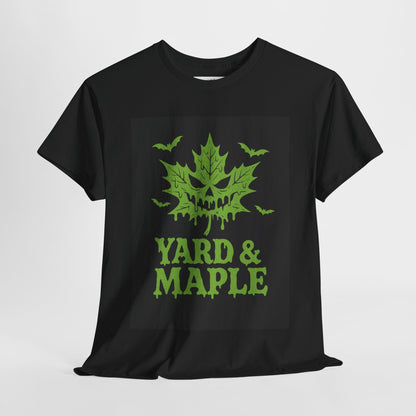 Halloween Themed Unisex Tee with Yard & Maple Design, Autumn Apparel, Fall T-Shirt, Spooky Graphic Tee, Unisex Halloween Shirt