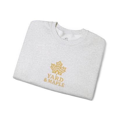 Cozy Unisex Crewneck Sweatshirt with Embroidered Leaf Design, Perfect for Fall, Thanksgiving, Casual Outings, Friends and Family Gatherings, Gifts