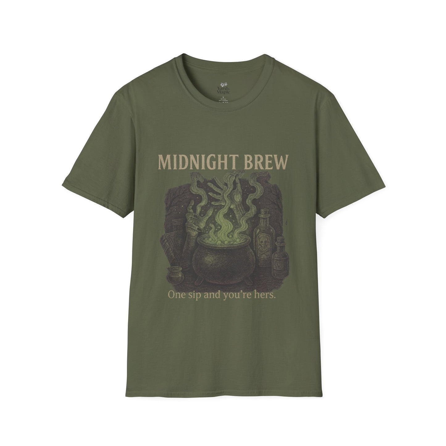 Midnight Brew Unisex T-Shirt, Witchy Tee, Halloween Apparel, Casual Wear, Fun Gift, Cozy Essentials