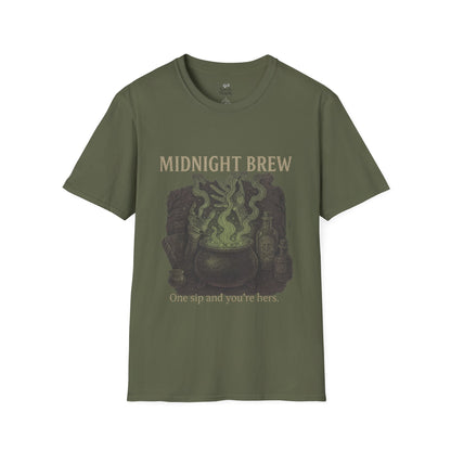 Midnight Brew Unisex T-Shirt, Witchy Tee, Halloween Apparel, Casual Wear, Fun Gift, Cozy Essentials
