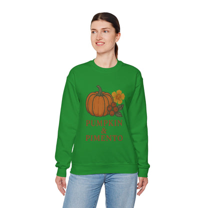 Pumpkin & Pimento Crewneck Sweatshirt, Cozy Fall Sweatshirt, Unisex Autumn Apparel, Thanksgiving Gift, Seasonal Fashion