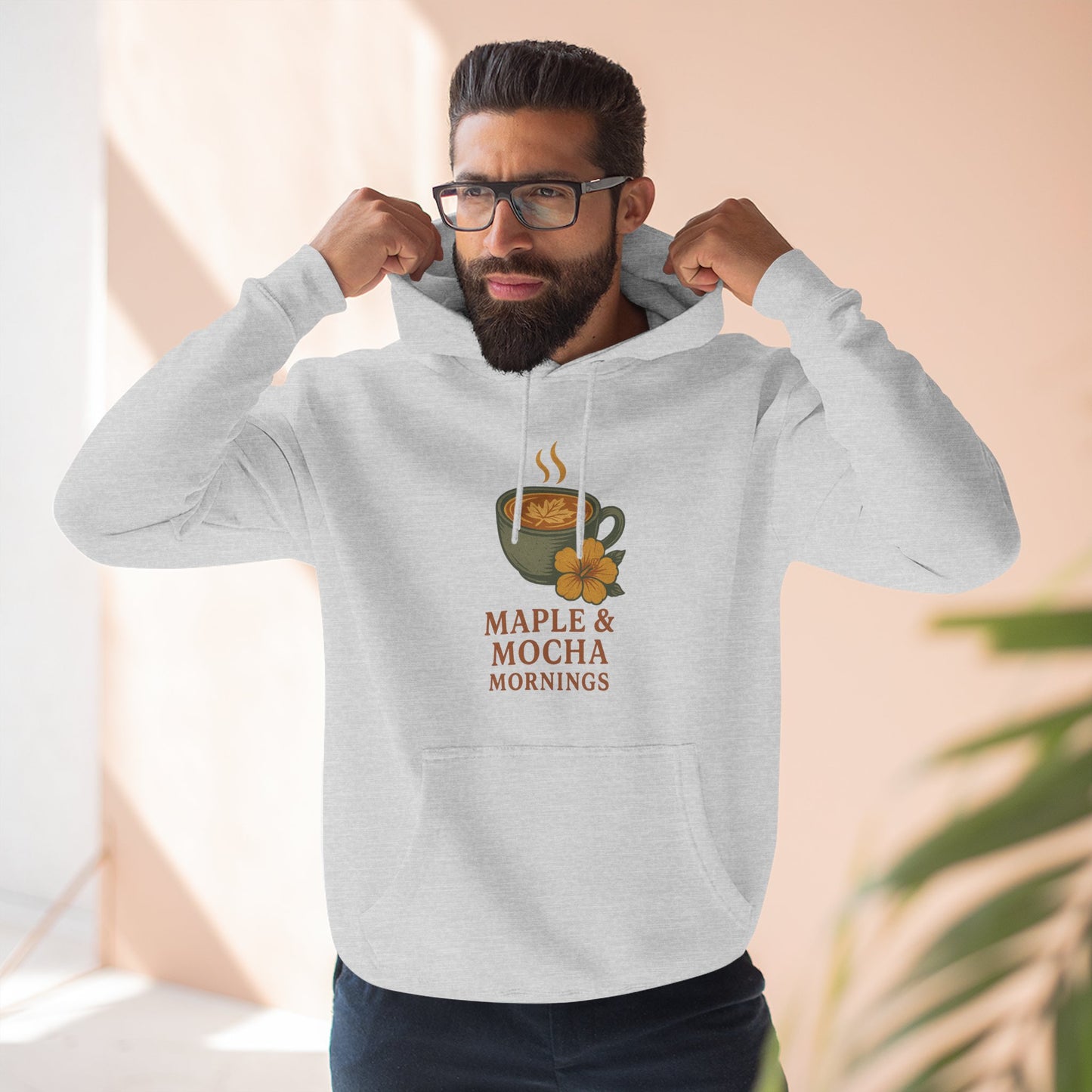 Cozy Maple & Mocha Fleece Hoodie, Perfect for Mornings, Autumn Fashion, Casualwear, Gift for Coffee Lovers