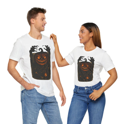 Halloween Pumpkin Tee, Unisex Jersey Short Sleeve Shirt, Fall Festival Apparel, Spooky T-Shirt, Trick or Treat Gift, Autumn Vibes