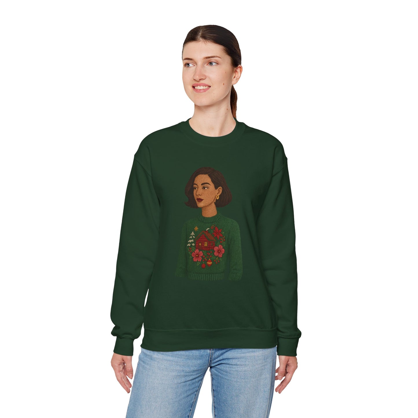 Cozy Holiday Floral Sweatshirt, Unisex Crewneck, Casual Gift, Winter Comfort, Christmas Apparel, Autumn Fashion, Everyday Style