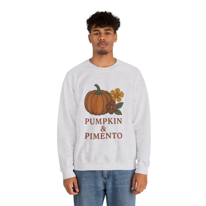 Pumpkin & Pimento Crewneck Sweatshirt, Cozy Fall Sweatshirt, Unisex Autumn Apparel, Thanksgiving Gift, Seasonal Fashion