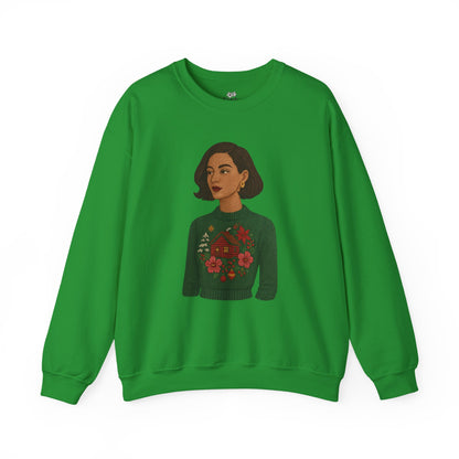 Cozy Holiday Floral Sweatshirt, Unisex Crewneck, Casual Gift, Winter Comfort, Christmas Apparel, Autumn Fashion, Everyday Style