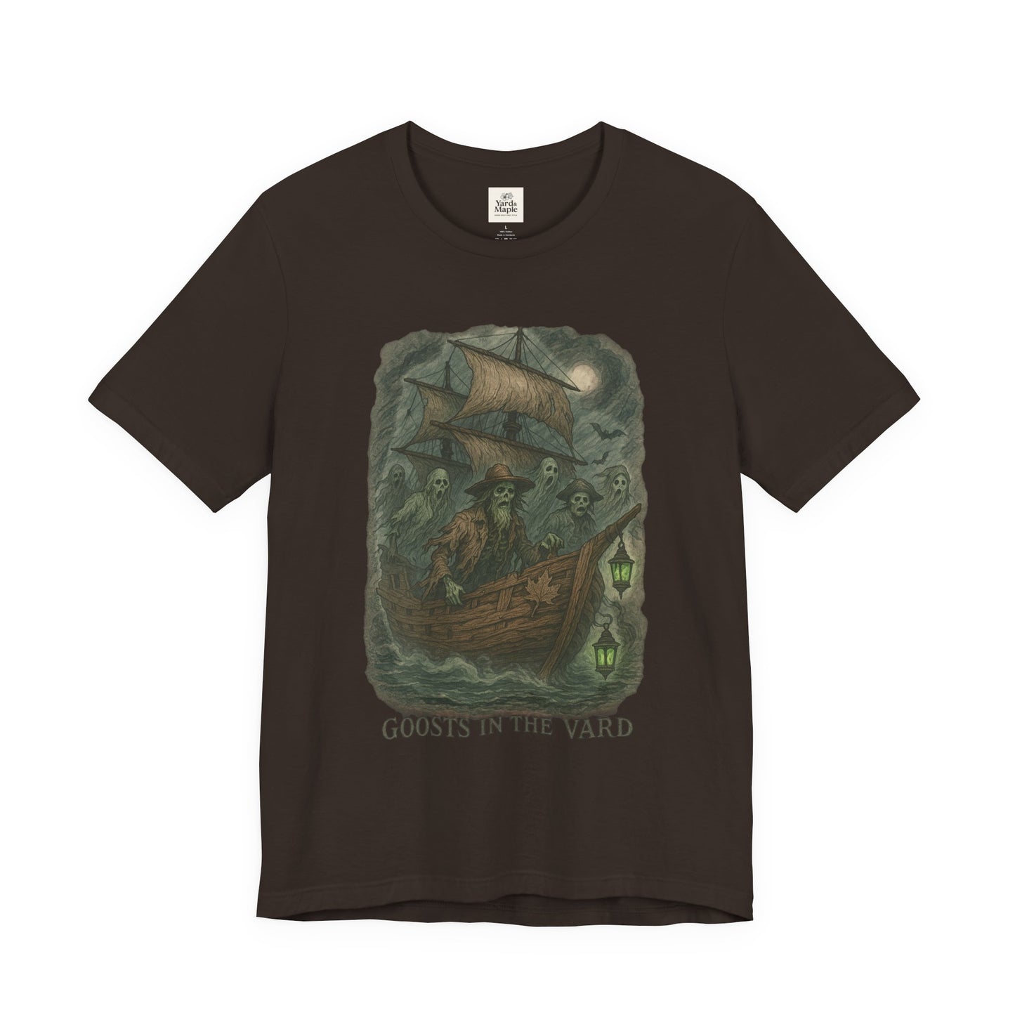 Haunted Ship Short Sleeve Tee - Spooky Halloween T-Shirt, Ghosts in the Yard Design, Unisex Shirt, Perfect for Trick or Treat, Ghost [...]