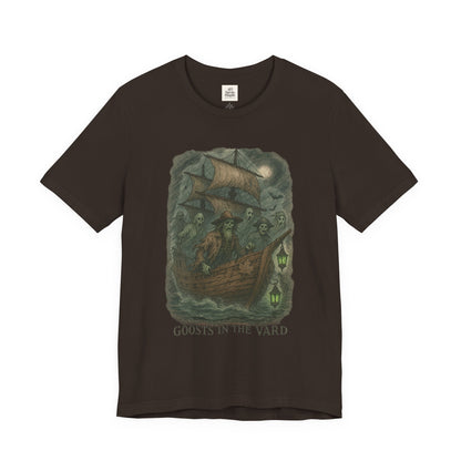 Haunted Ship Short Sleeve Tee - Spooky Halloween T-Shirt, Ghosts in the Yard Design, Unisex Shirt, Perfect for Trick or Treat, Ghost [...]
