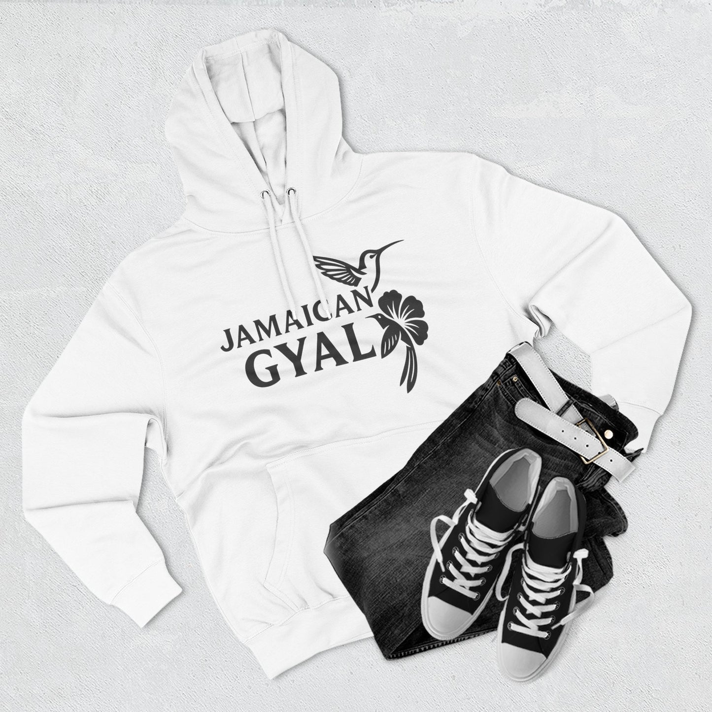 Jamaican Gyal Hoodie - Hummingbird & Hibiscus Graphic Pullover