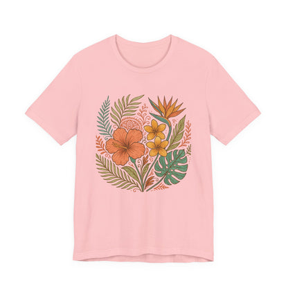 Floral Patterned Unisex Tee - Botanical Style, Summer Wardrobe Essential, Nature Lover Gift, Casual Wear, Eco-Friendly Fashion