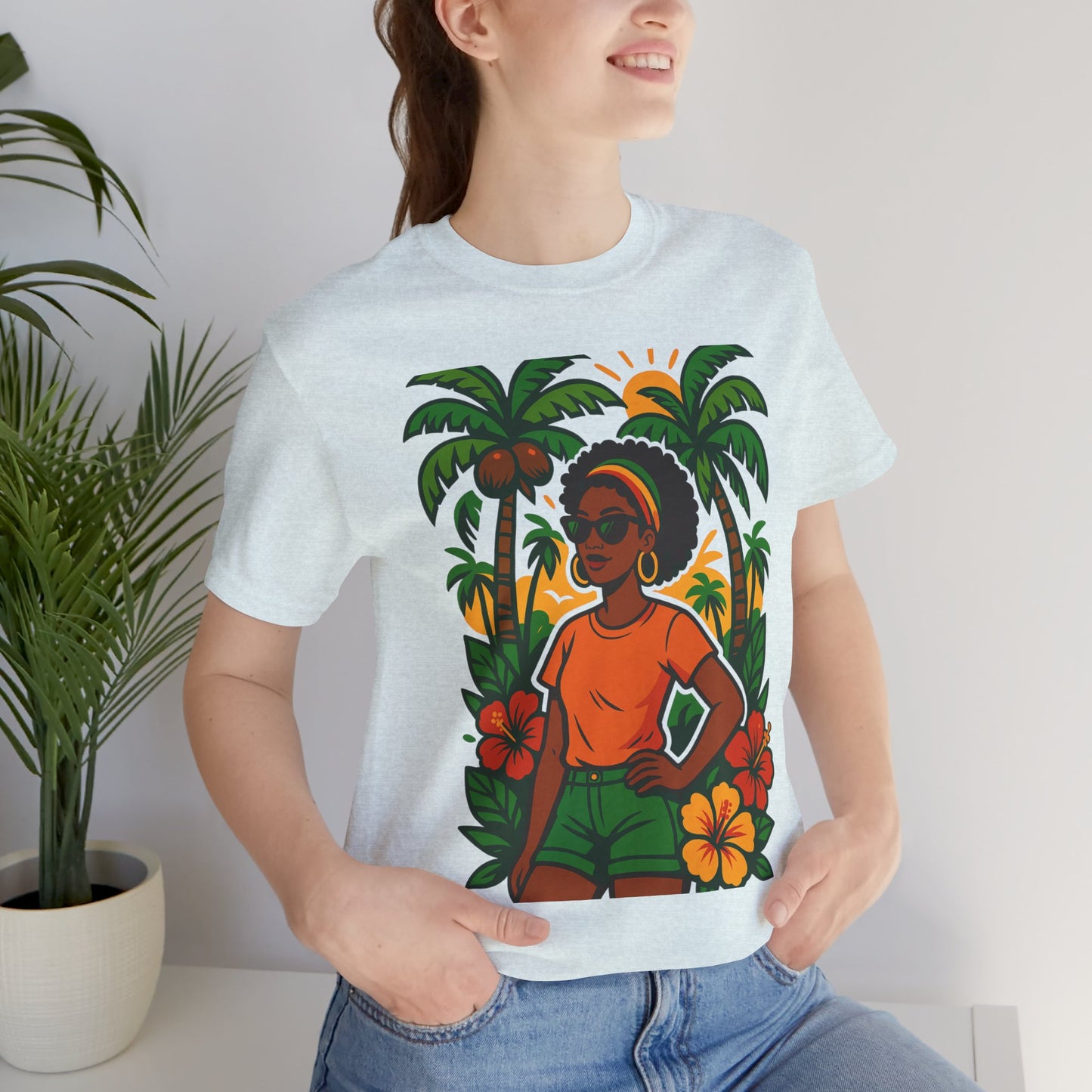 Tropical Vibe Tee, Summer Shirt, Vacation Outfit, Beach Lover Gift, Festival Wear, Floral Graphic T-Shirt