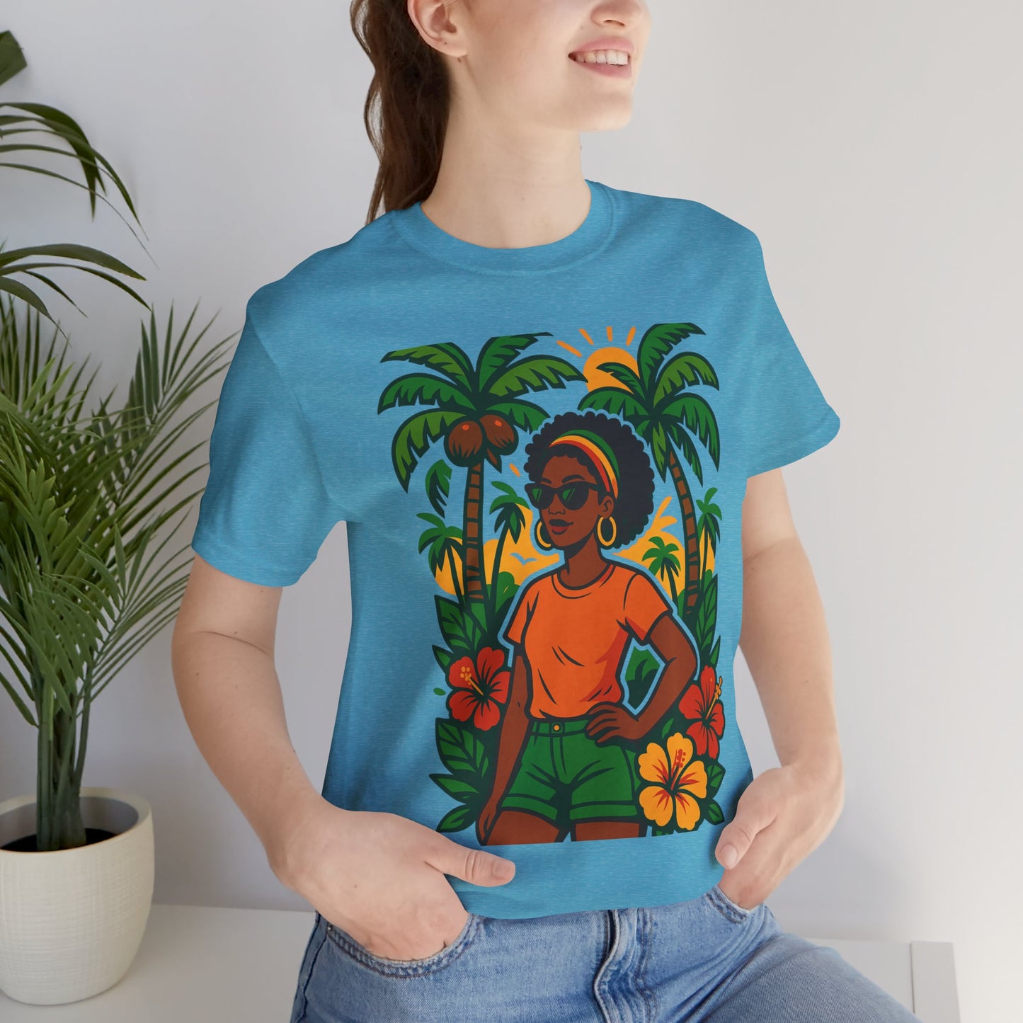 Tropical Vibe Tee, Summer Shirt, Vacation Outfit, Beach Lover Gift, Festival Wear, Floral Graphic T-Shirt