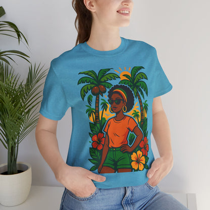 Tropical Vibe Tee, Summer Shirt, Vacation Outfit, Beach Lover Gift, Festival Wear, Floral Graphic T-Shirt