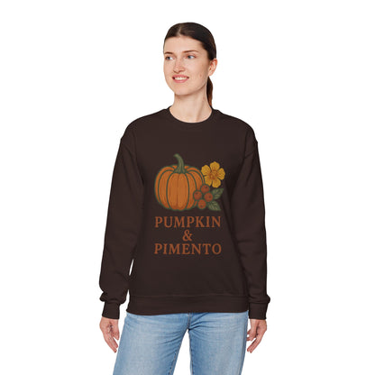 Pumpkin & Pimento Crewneck Sweatshirt, Cozy Fall Sweatshirt, Unisex Autumn Apparel, Thanksgiving Gift, Seasonal Fashion