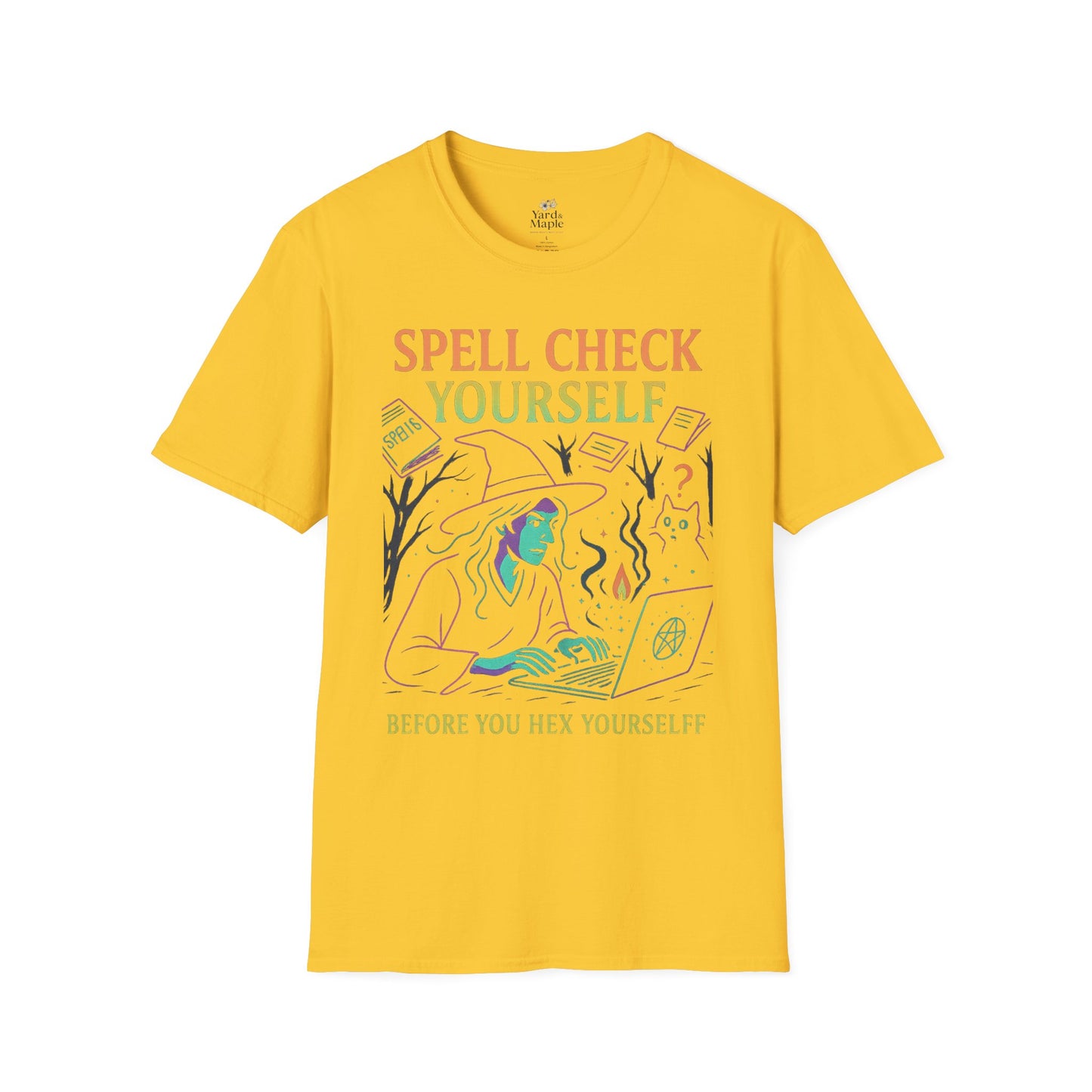Spell Check Yourself Witchy T-Shirt, Fun Graphic Tee for Witch Lovers, Halloween Shirt, Cozy Casual Wear, Unisex Softstyle Tee