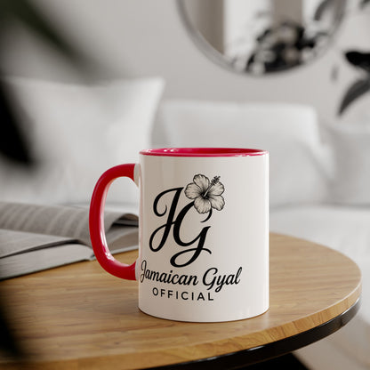 Jamaican Gyal Accent Mug, 11oz Coffee Cup, Floral Design, Gift for Her, Caribbean Culture, Tea Mug, Unique Drinkware