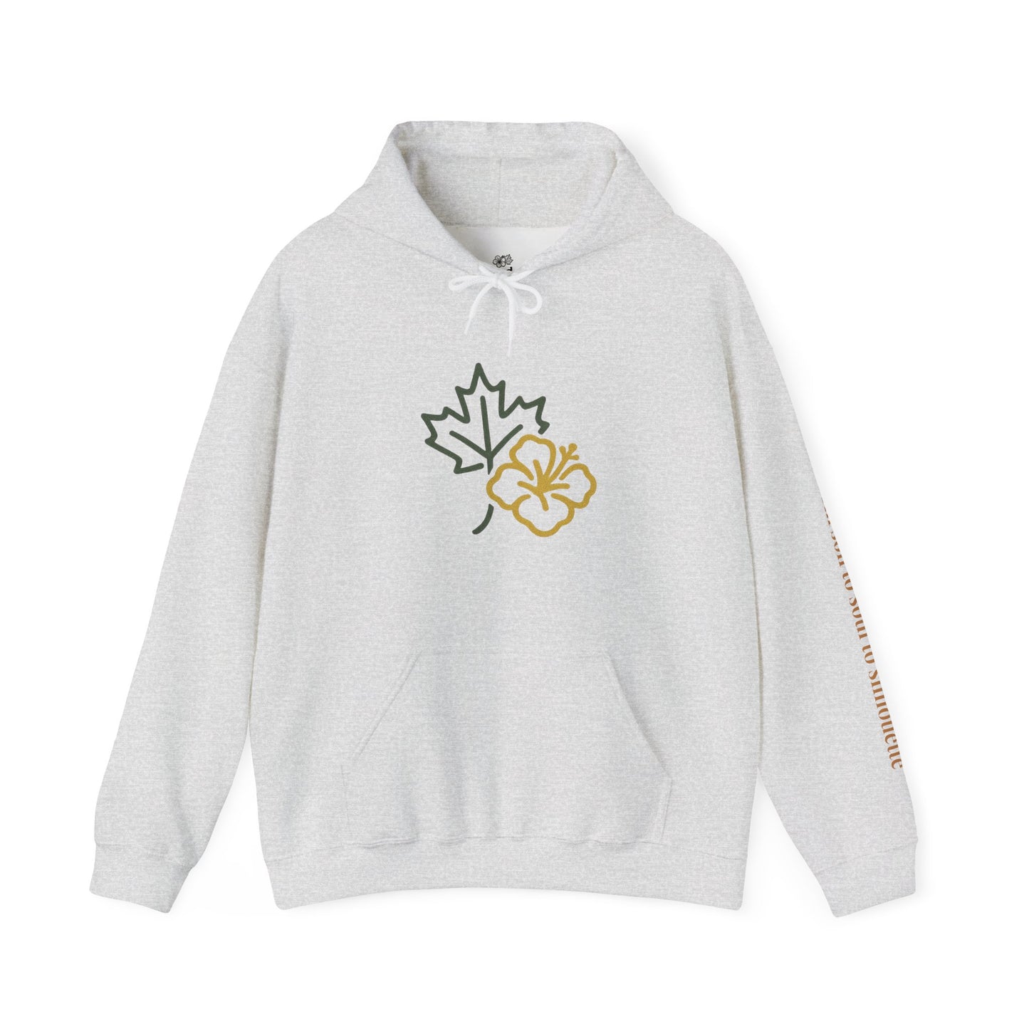 Maple Leaf & Hibiscus Hoodie, Cozy Fall Sweatshirt, Unisex Pullover for Nature Lovers, Perfect Gift for Thanksgiving, Unique Casual Wear