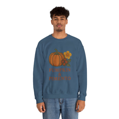 Pumpkin & Pimento Crewneck Sweatshirt, Cozy Fall Sweatshirt, Unisex Autumn Apparel, Thanksgiving Gift, Seasonal Fashion