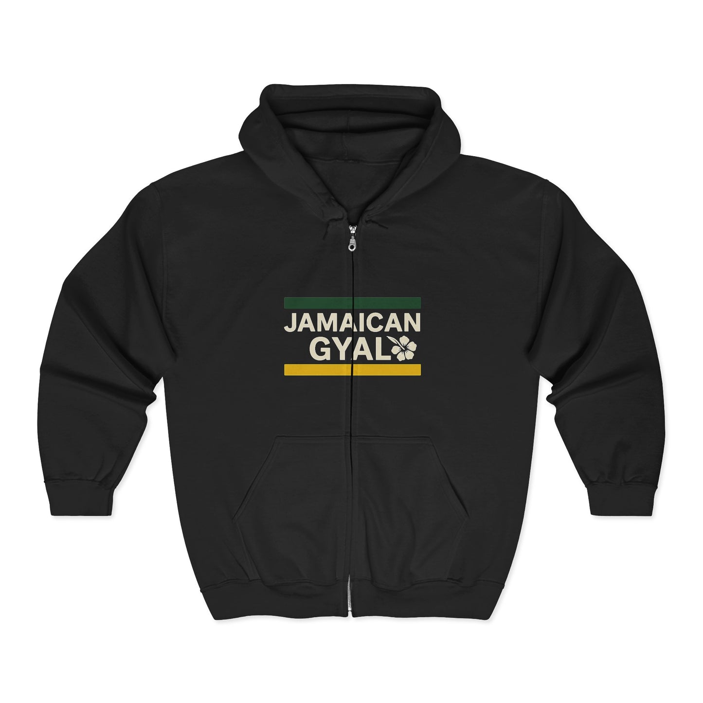 Jamaican Gyal Zip Hoodie — Caribbean Pride Full-Zip Sweatshirt
