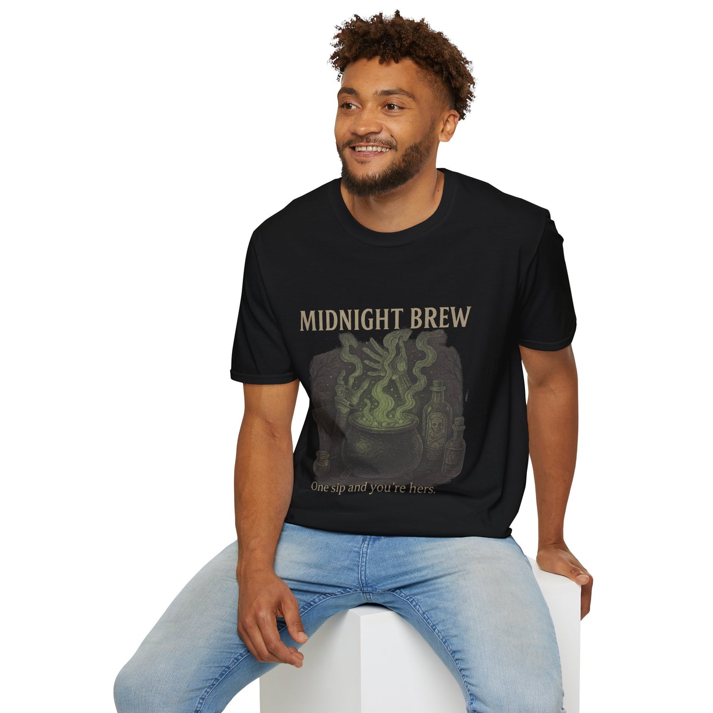 Midnight Brew Unisex T-Shirt, Witchy Tee, Halloween Apparel, Casual Wear, Fun Gift, Cozy Essentials