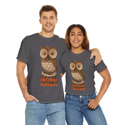 Halloween Owl Tee, Perfect for Fall Celebrations, Unisex Cotton Shirt, Cute Gift for Owl Lovers, Halloween Party Apparel, Fun Autumn Wear
