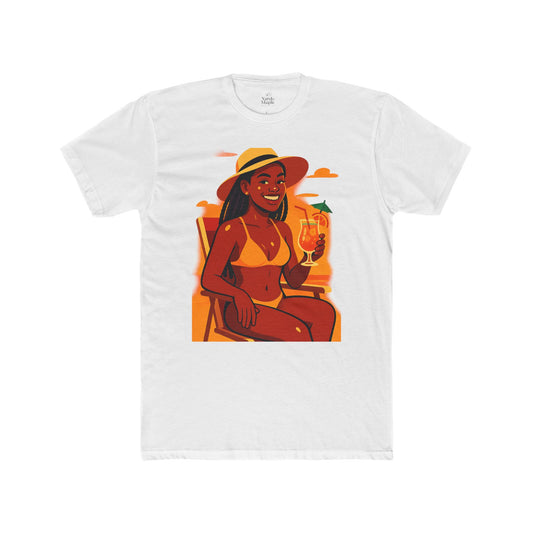 Tropical Vibes Tee, Summer Shirt, Beachwear, Vacation Outfit, Gift for Her, Relaxed Fit Cotton T-shirt