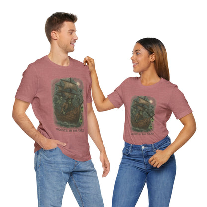 Haunted Ship Short Sleeve Tee - Spooky Halloween T-Shirt, Ghosts in the Yard Design, Unisex Shirt, Perfect for Trick or Treat, Ghost [...]
