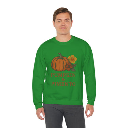 Pumpkin & Pimento Crewneck Sweatshirt, Cozy Fall Sweatshirt, Unisex Autumn Apparel, Thanksgiving Gift, Seasonal Fashion