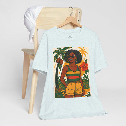 Tropical Graphic Tee for Summer Vibes, Beach Wear, Vacation Style, Graphic T-Shirt for Women, Summer Gift, Casual Outfit