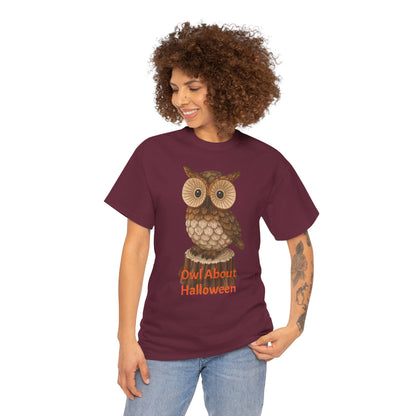 Halloween Owl Tee, Perfect for Fall Celebrations, Unisex Cotton Shirt, Cute Gift for Owl Lovers, Halloween Party Apparel, Fun Autumn Wear