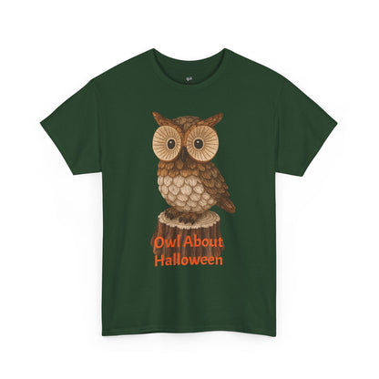 Halloween Owl Tee, Perfect for Fall Celebrations, Unisex Cotton Shirt, Cute Gift for Owl Lovers, Halloween Party Apparel, Fun Autumn Wear