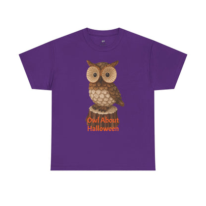 Halloween Owl Tee, Perfect for Fall Celebrations, Unisex Cotton Shirt, Cute Gift for Owl Lovers, Halloween Party Apparel, Fun Autumn Wear