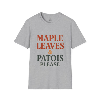 Maple Leaves & Patois Please Unisex T-Shirt, Casual Tee, Gift for Nature Lovers, Summer Wear, Eco-Friendly Fashion