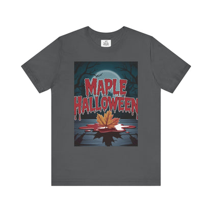 Maple Halloween Tee - Spooky Unisex Jersey Short Sleeve T-Shirt for Autumn Celebrations, Halloween Parties, Fall Fashion, Unique Gift