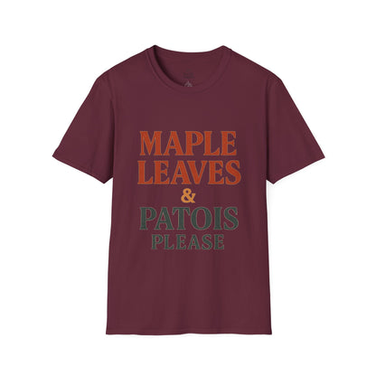 Maple Leaves & Patois Please Unisex T-Shirt, Casual Tee, Gift for Nature Lovers, Summer Wear, Eco-Friendly Fashion