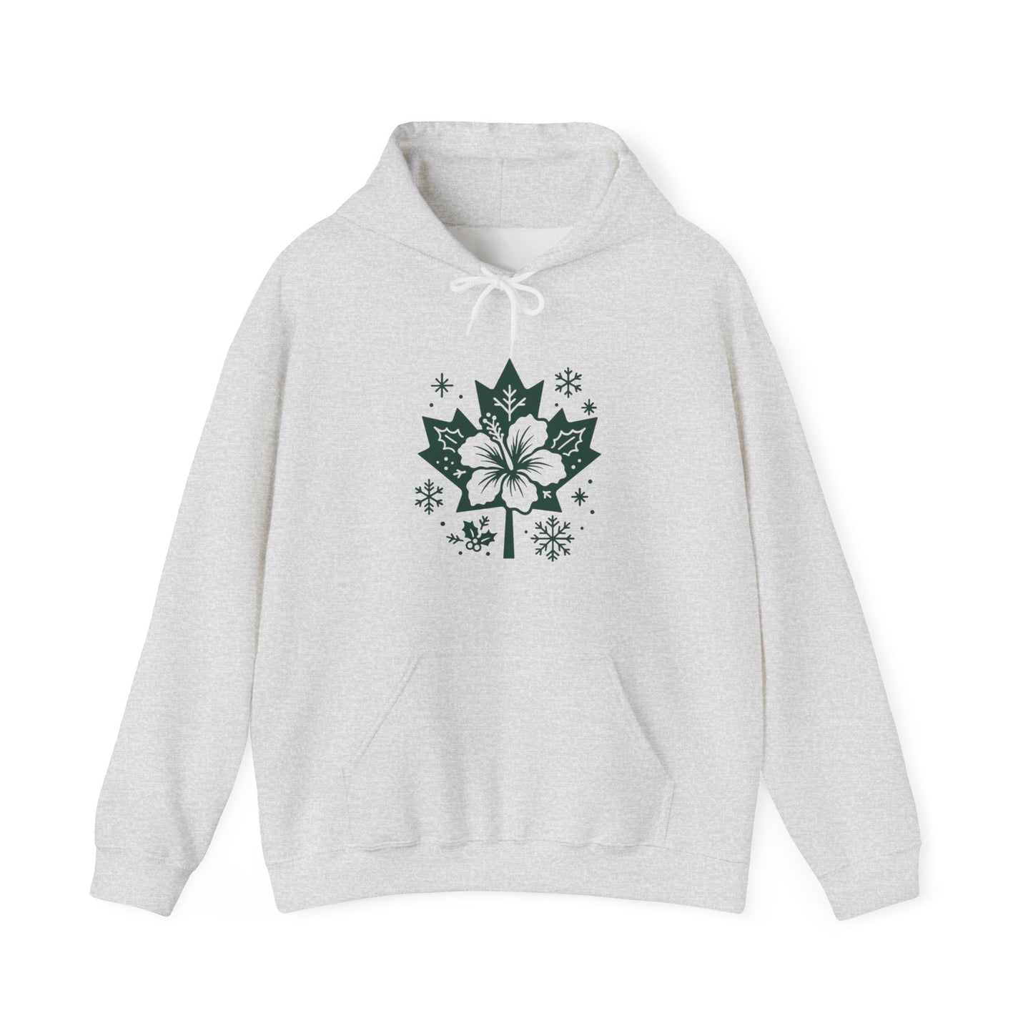 Maple Leaf Poinsettia Hoodie — Winter Floral Holiday Sweatshirt