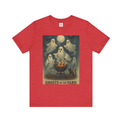 Ghosts in the Yard Tee - Spooky Unisex Short Sleeve Shirt, Halloween Shirt, Ghost Design, Casual Halloween Wear, Gift for Ghost Lovers