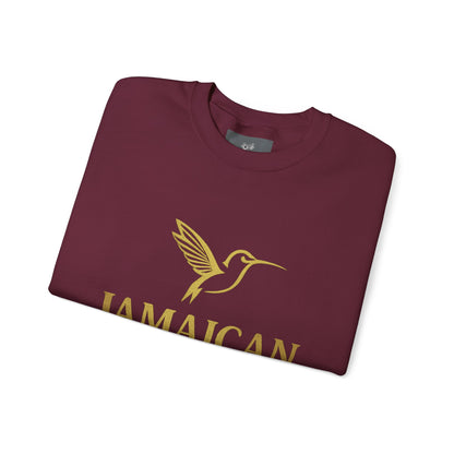 Jamaican Gyal Crewneck Sweatshirt — Gold Hummingbird Graphic