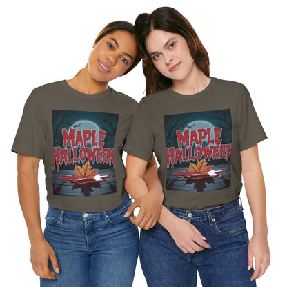 Maple Halloween Tee - Spooky Unisex Jersey Short Sleeve T-Shirt for Autumn Celebrations, Halloween Parties, Fall Fashion, Unique Gift