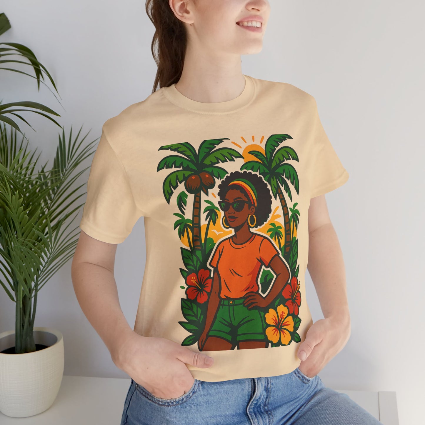 Tropical Vibe Tee, Summer Shirt, Vacation Outfit, Beach Lover Gift, Festival Wear, Floral Graphic T-Shirt