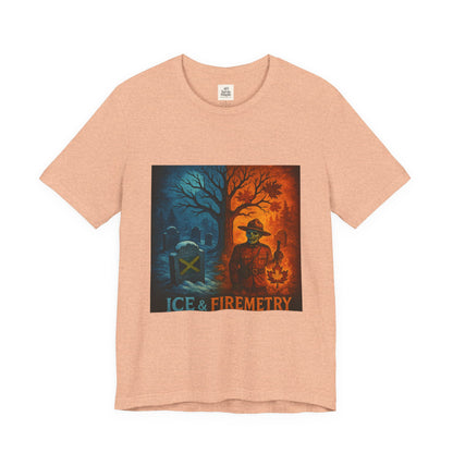 Unisex Ice & Fire Short Sleeve Tee - Firefighter Gift, Halloween Shirt, Cool Graphic Tee, Unique Adventure Wear, All-Season Style