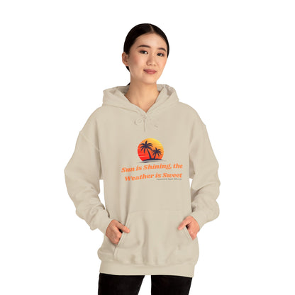 Sunshine Vibes Hoodie: Unisex Heavy Blend Sweatshirt with Tropical Design, Perfect for Summer, Beach Days, Casual Wear, Gifts