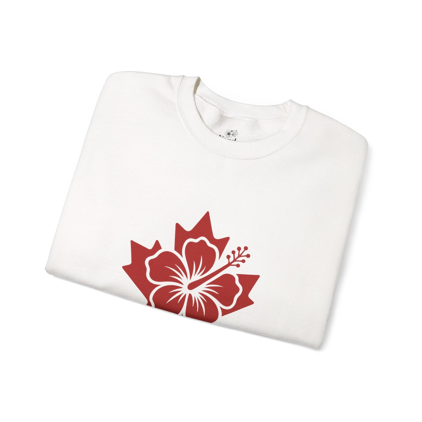 Maple + Hibiscus Crewneck Sweatshirt — Floral Maple Leaf Graphic