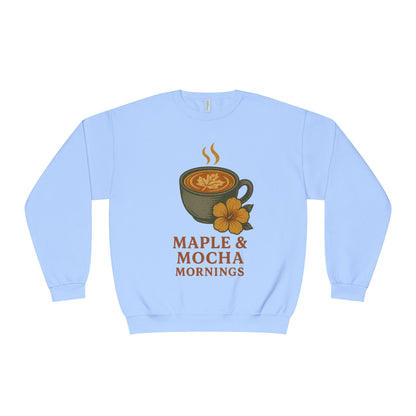 Cozy Coffee Sweatshirt - Maple & Mocha Mornings Unisex Crewneck, Warm Gift for Coffee Lovers, Casual Fall Fashion, Weekend Relaxation