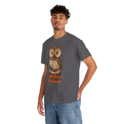 Halloween Owl Tee, Perfect for Fall Celebrations, Unisex Cotton Shirt, Cute Gift for Owl Lovers, Halloween Party Apparel, Fun Autumn Wear