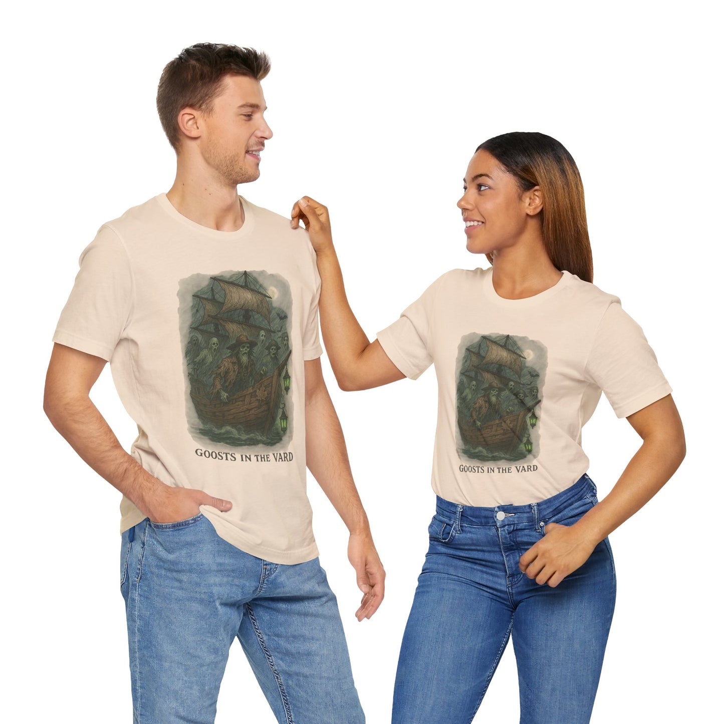 Haunted Ship Short Sleeve Tee - Spooky Halloween T-Shirt, Ghosts in the Yard Design, Unisex Shirt, Perfect for Trick or Treat, Ghost [...]