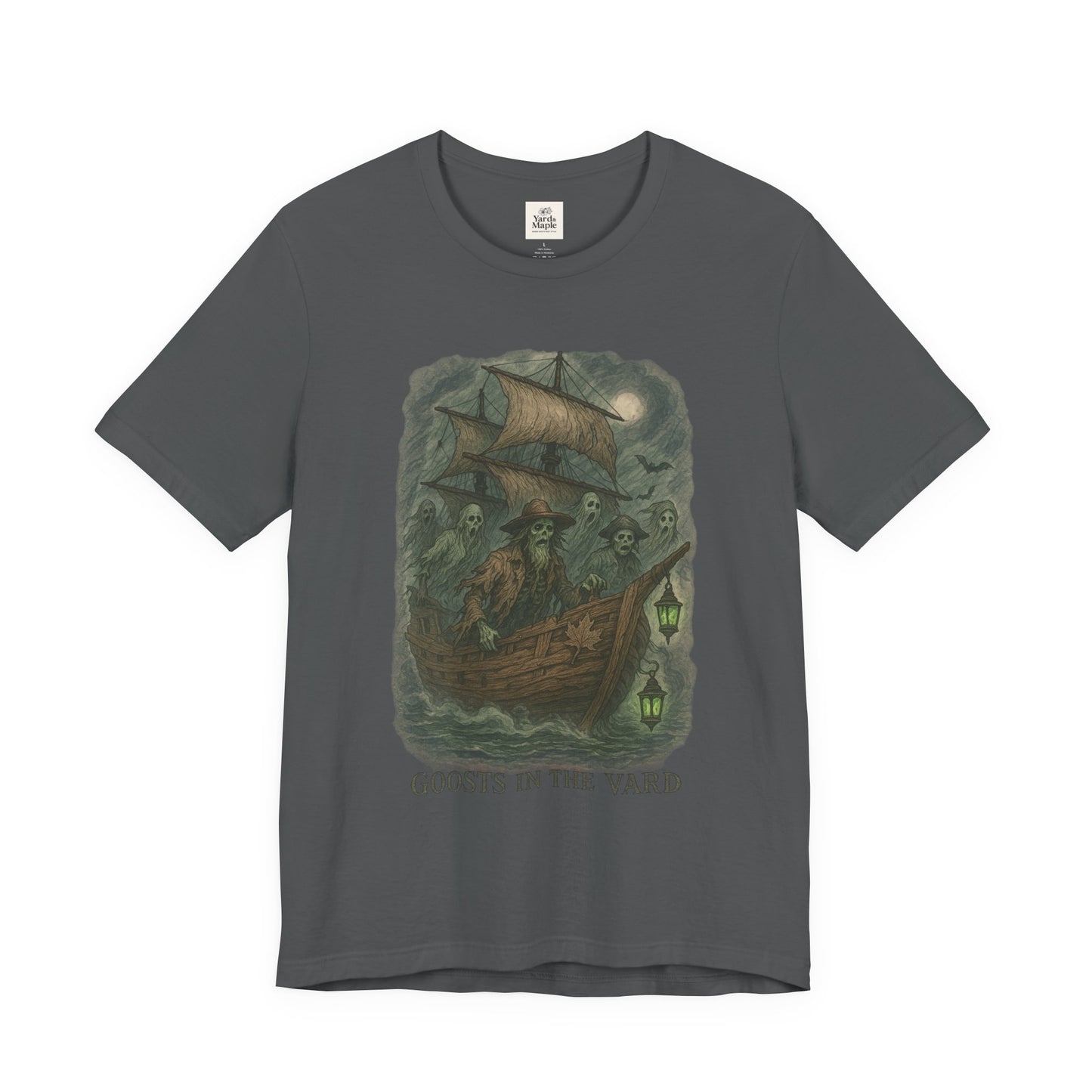 Haunted Ship Short Sleeve Tee - Spooky Halloween T-Shirt, Ghosts in the Yard Design, Unisex Shirt, Perfect for Trick or Treat, Ghost [...]